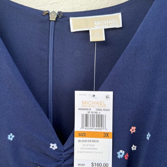 MICHAEL KORS Belted Floral Bell Sleeve V Neck Wide Leg Evening Jumpsuit Size 3X - Picture 8 of 9